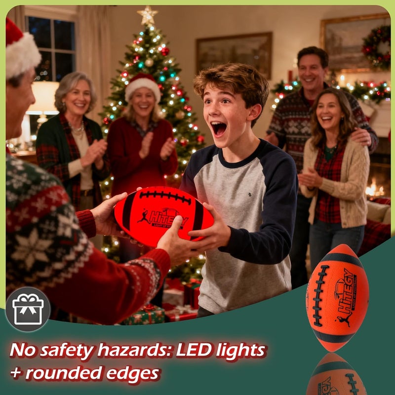 MPMVP Glow in The Dark Football Light Up Football | USB-C Rechargeable LED Ball with Pump | Night Game Ball for Indoor & Outdoor Play | Gift Ready for Boys & Kids - Image 2